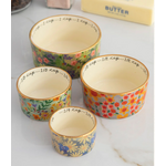 Natural Life Nesting Measuring Cups, Cream Floral