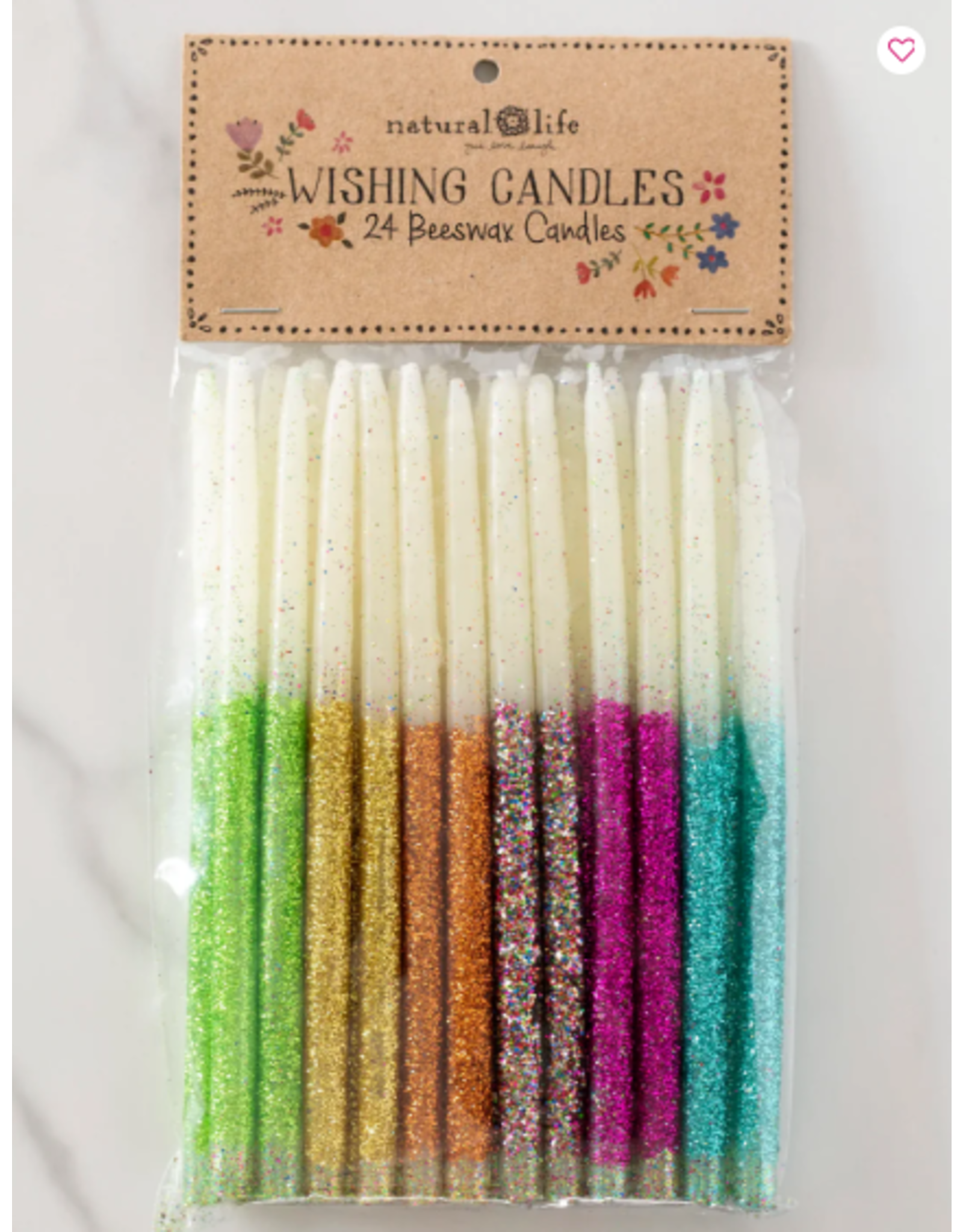 Natural LIfe Set of 24 Beeswax Wishing Candles, Rainbow