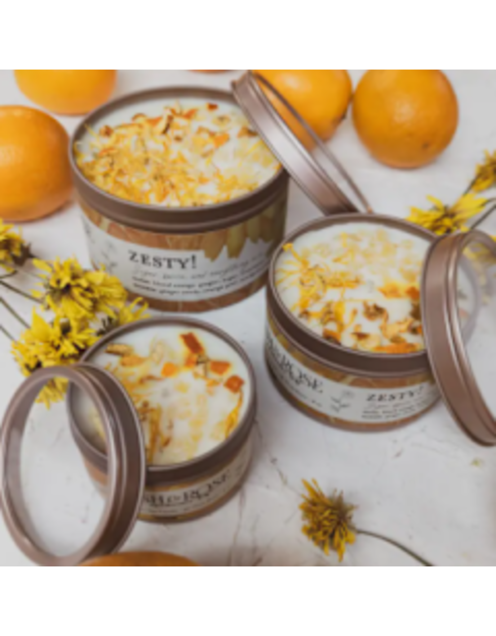 Ash & Rose Zesty Orange Ginger Marigold Song Tin Candle, 16 oz