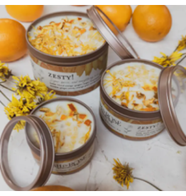 Ash & Rose Zesty Orange Ginger Marigold Song Tin Candle, 16 oz