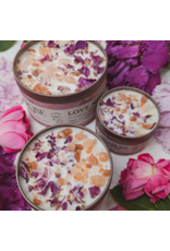 Ash & Rose Love Notes Candle, Rose Petals Pink Himalayan Salt Flower, 16 oz