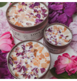Ash & Rose Love Notes Candle, Rose Petals Pink Himalayan Salt Flower, 16 oz