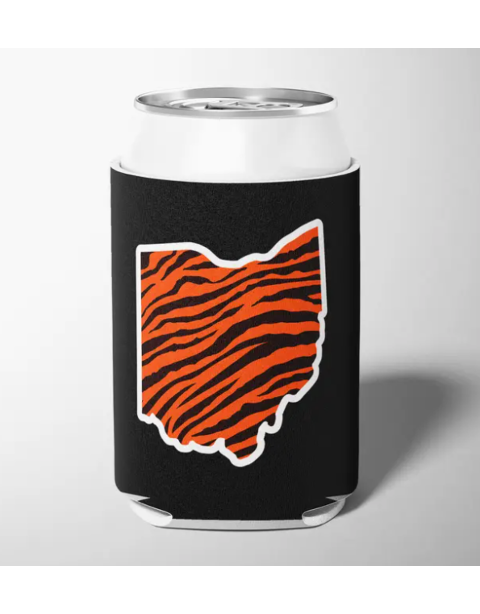 Barrel Down South Ohio Bengal Stripe Can Cooler, black