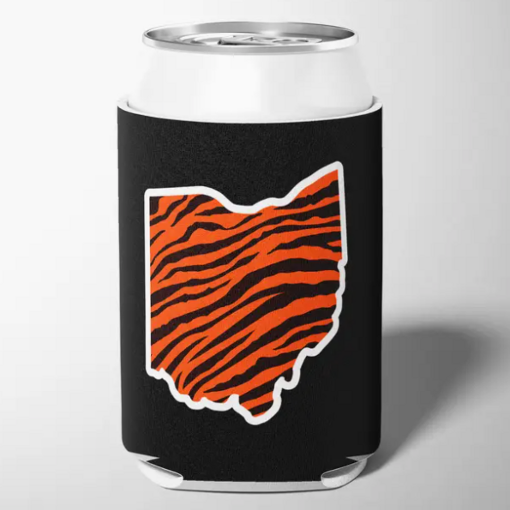 Barrel Down South Ohio Bengal Stripe Can Cooler, black