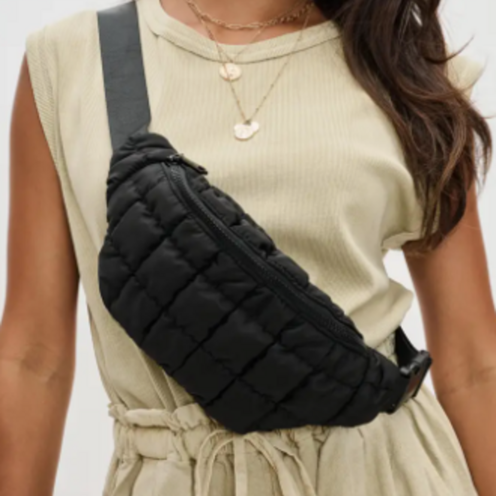 Sol and Solene Resurgence Quilted Puffer Belt Bag,