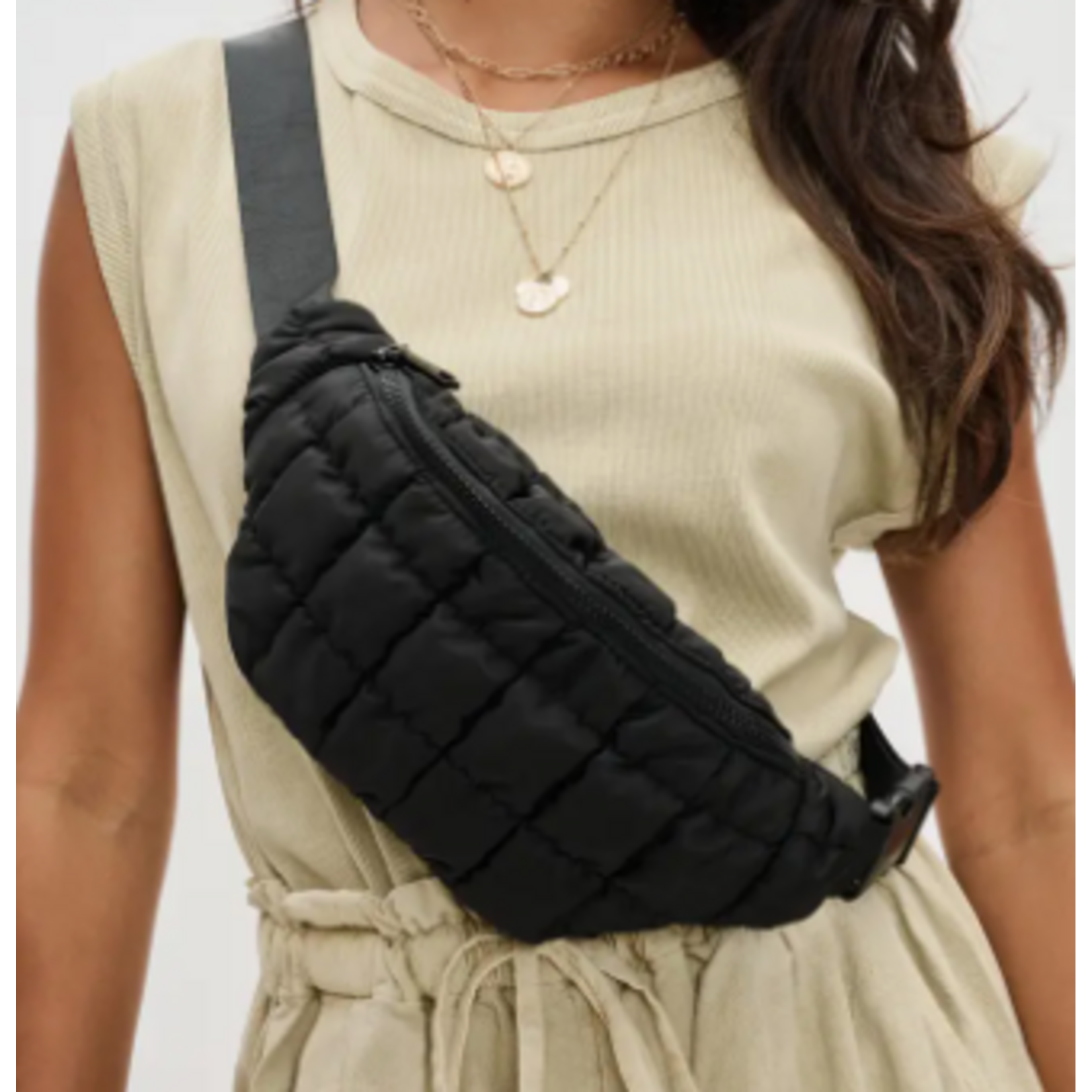 Sol and Solene Resurgence Quilted Puffer Belt Bag,