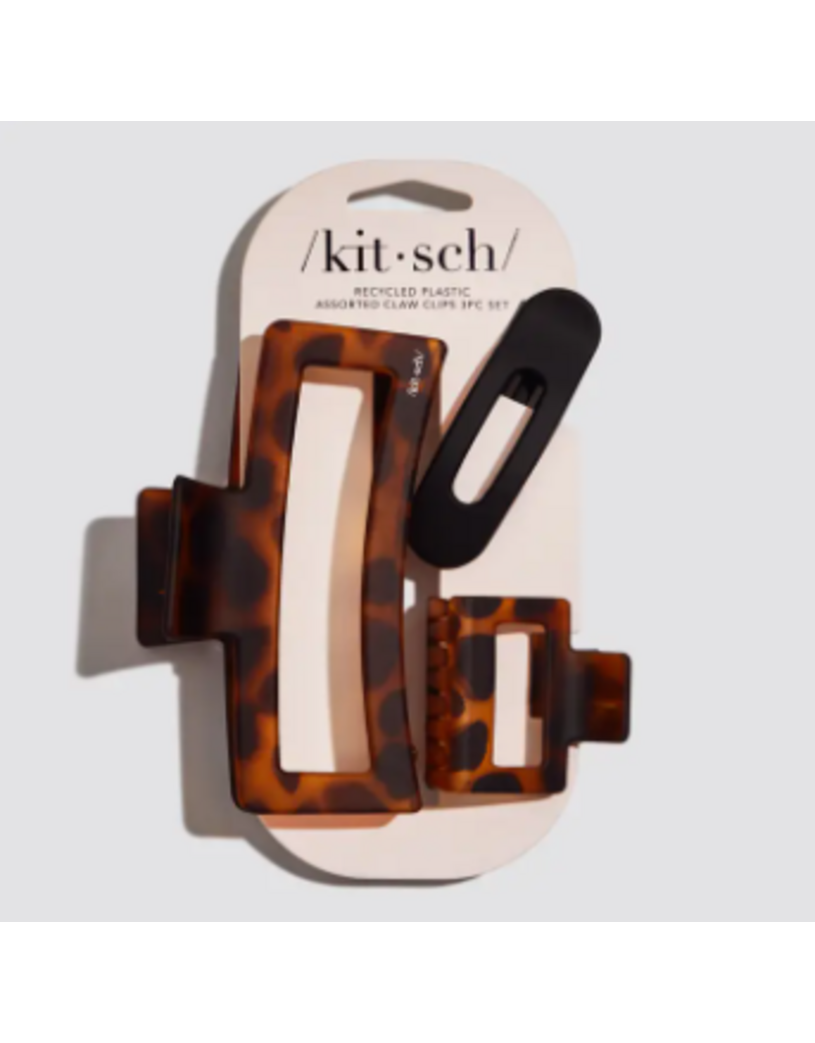 Kitsch Rectangle Open Shape Assorted Claw Clips, set of 3