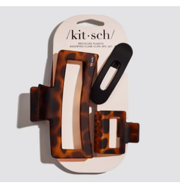 Kitsch Rectangle Open Shape Assorted Claw Clips, set of 3
