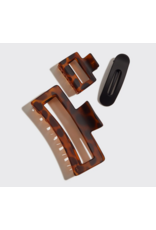 Kitsch Rectangle Open Shape Assorted Claw Clips, set of 3