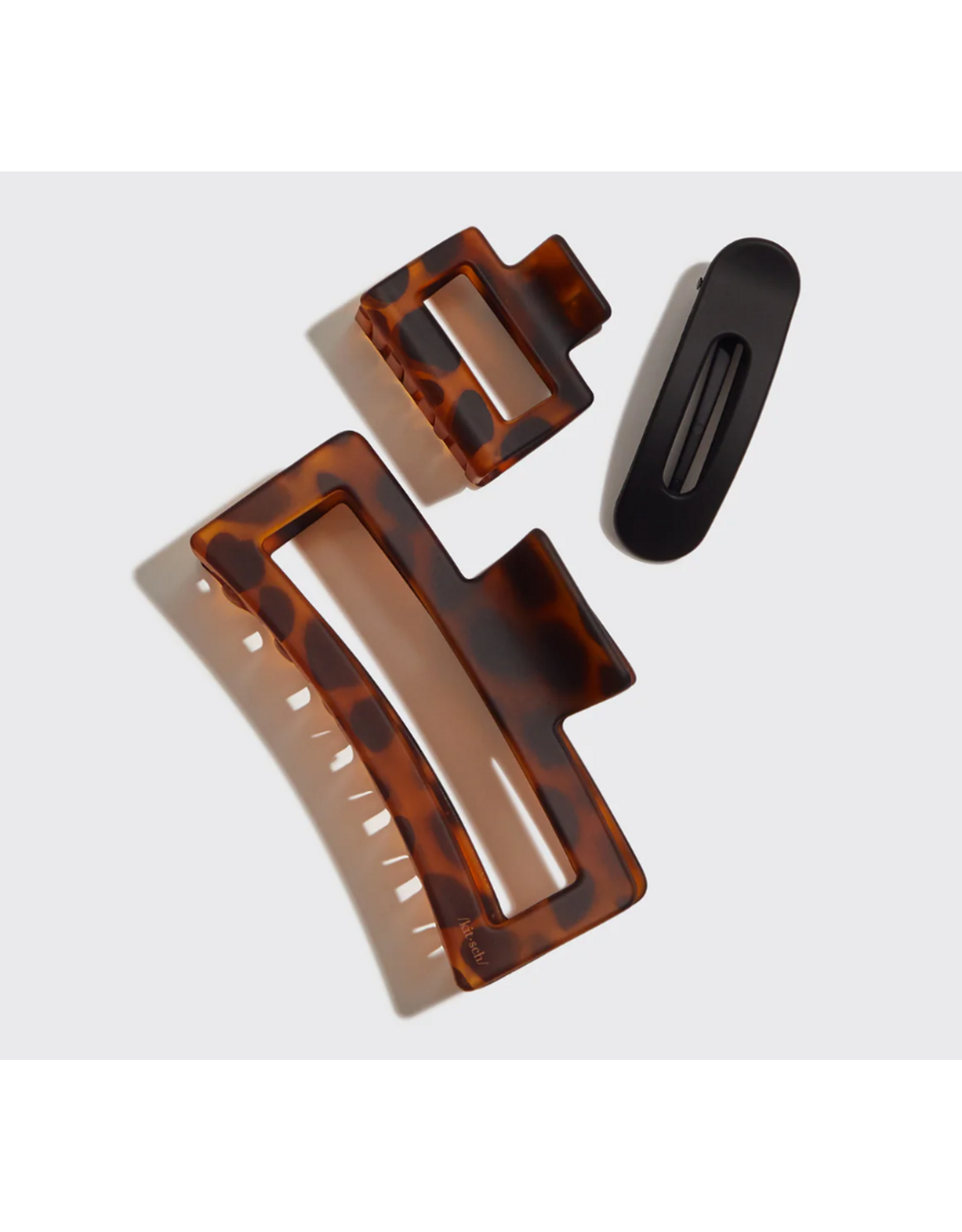 Kitsch Rectangle Open Shape Assorted Claw Clips, set of 3
