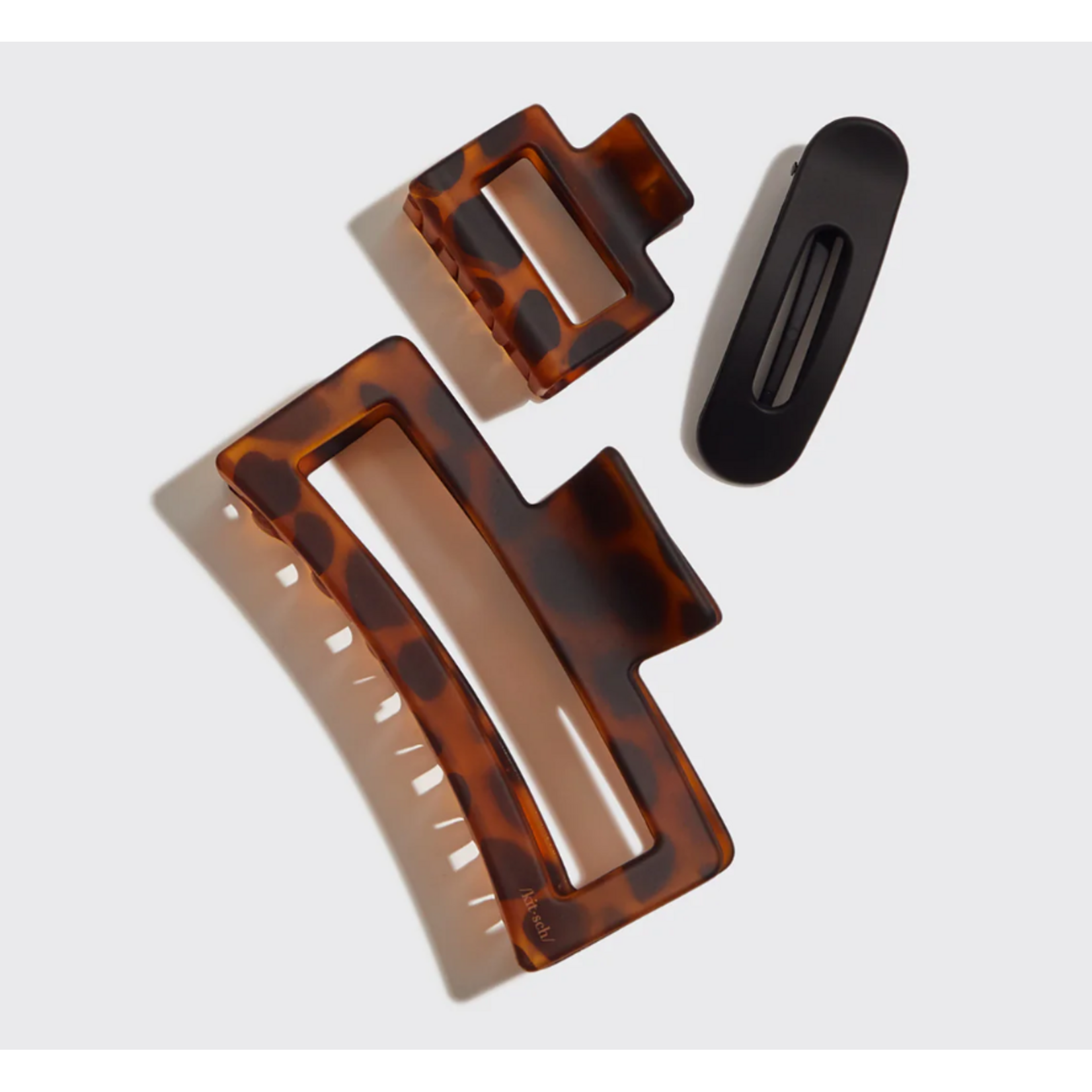 Kitsch Rectangle Open Shape Assorted Claw Clips, set of 3