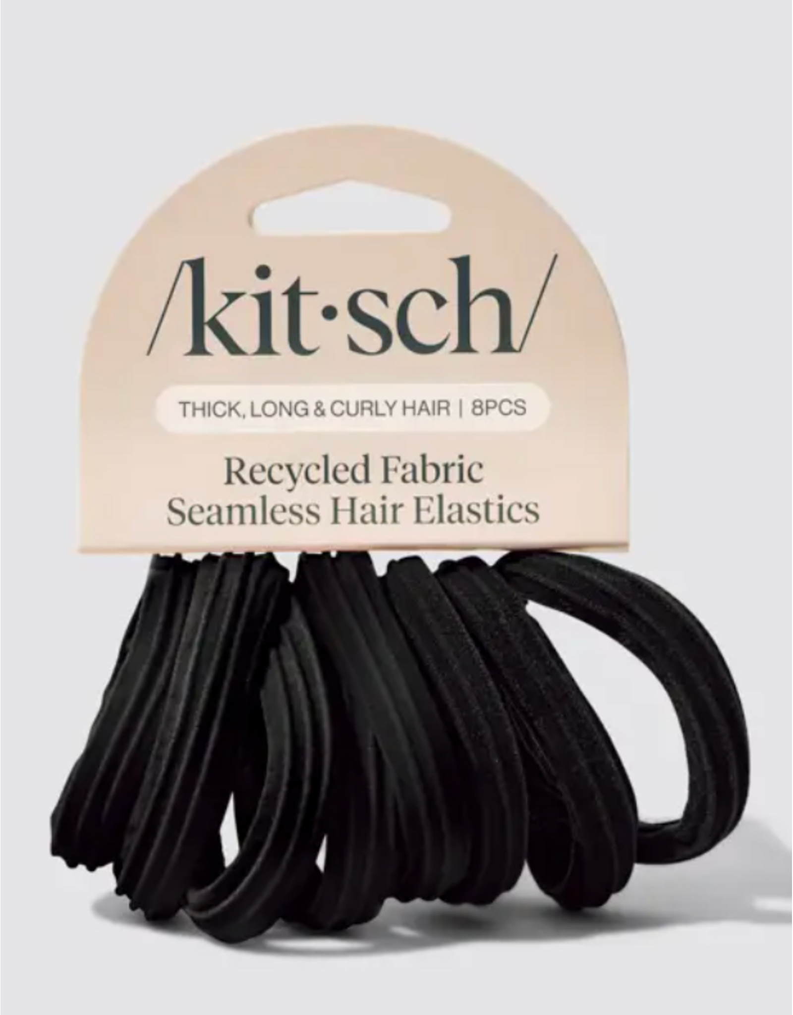 Kitsch Recycled Seamless Hair Elastics 8 pc set, black