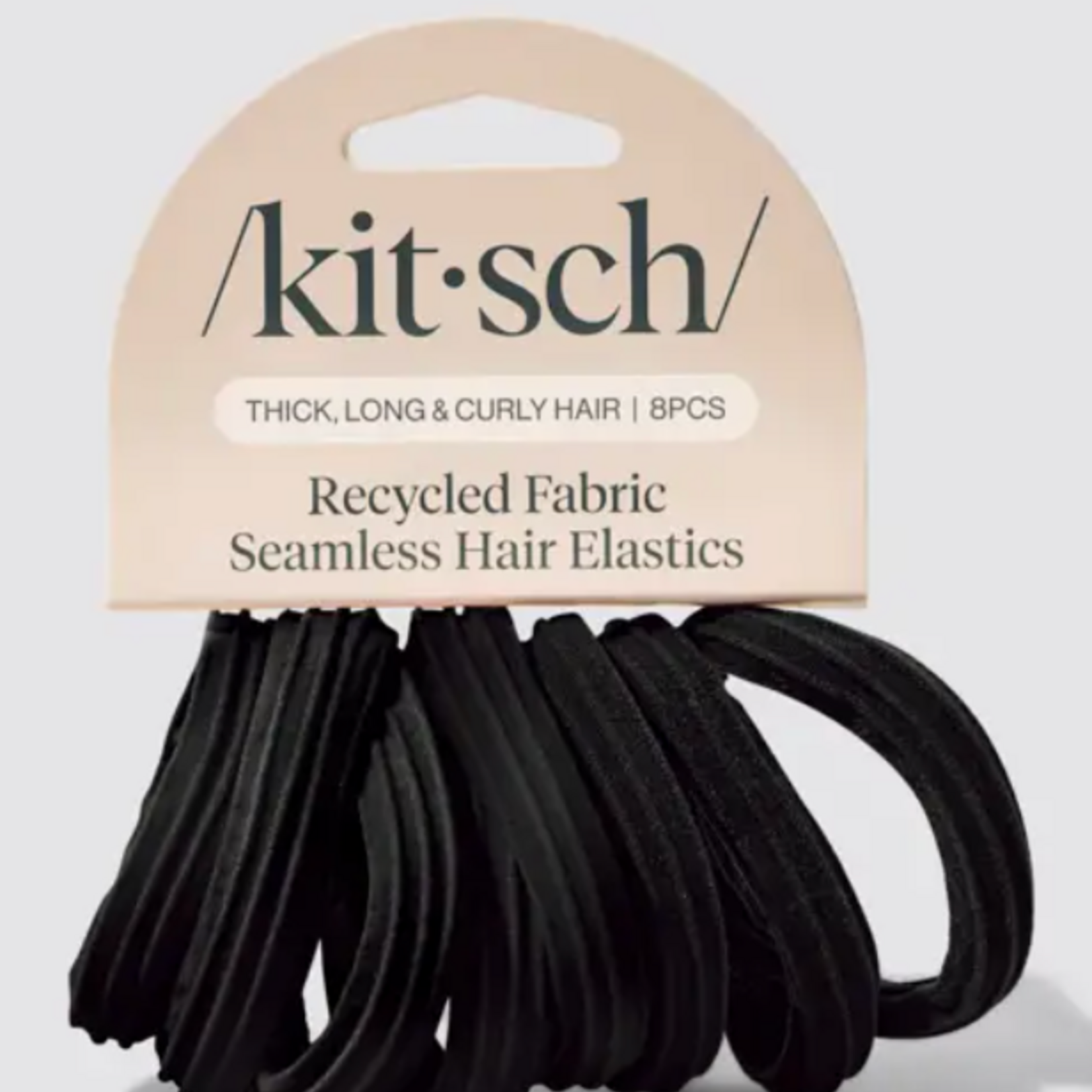 Kitsch Recycled Seamless Hair Elastics 8 pc set, black