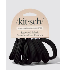 Kitsch Recycled Seamless Hair Elastics 8 pc set, black