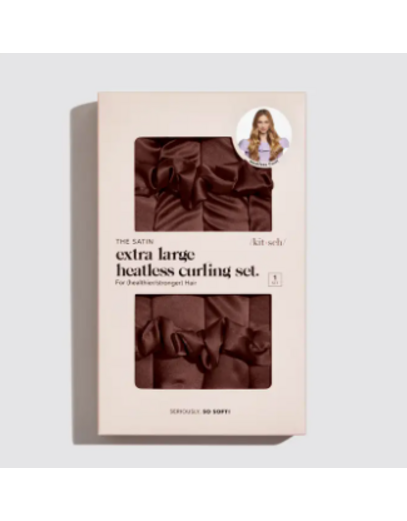Kitsch XL Satin Heatless Curling Set, chocolate