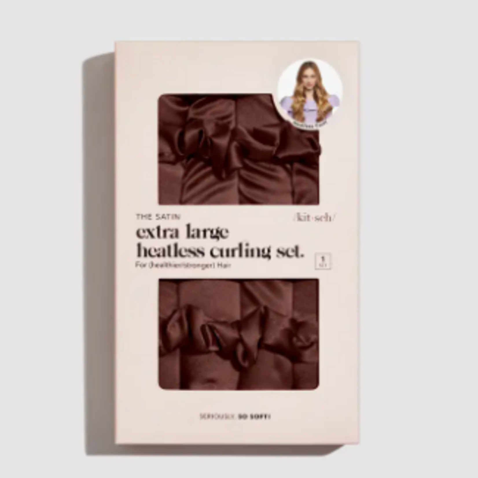 Kitsch XL Satin Heatless Curling Set, chocolate