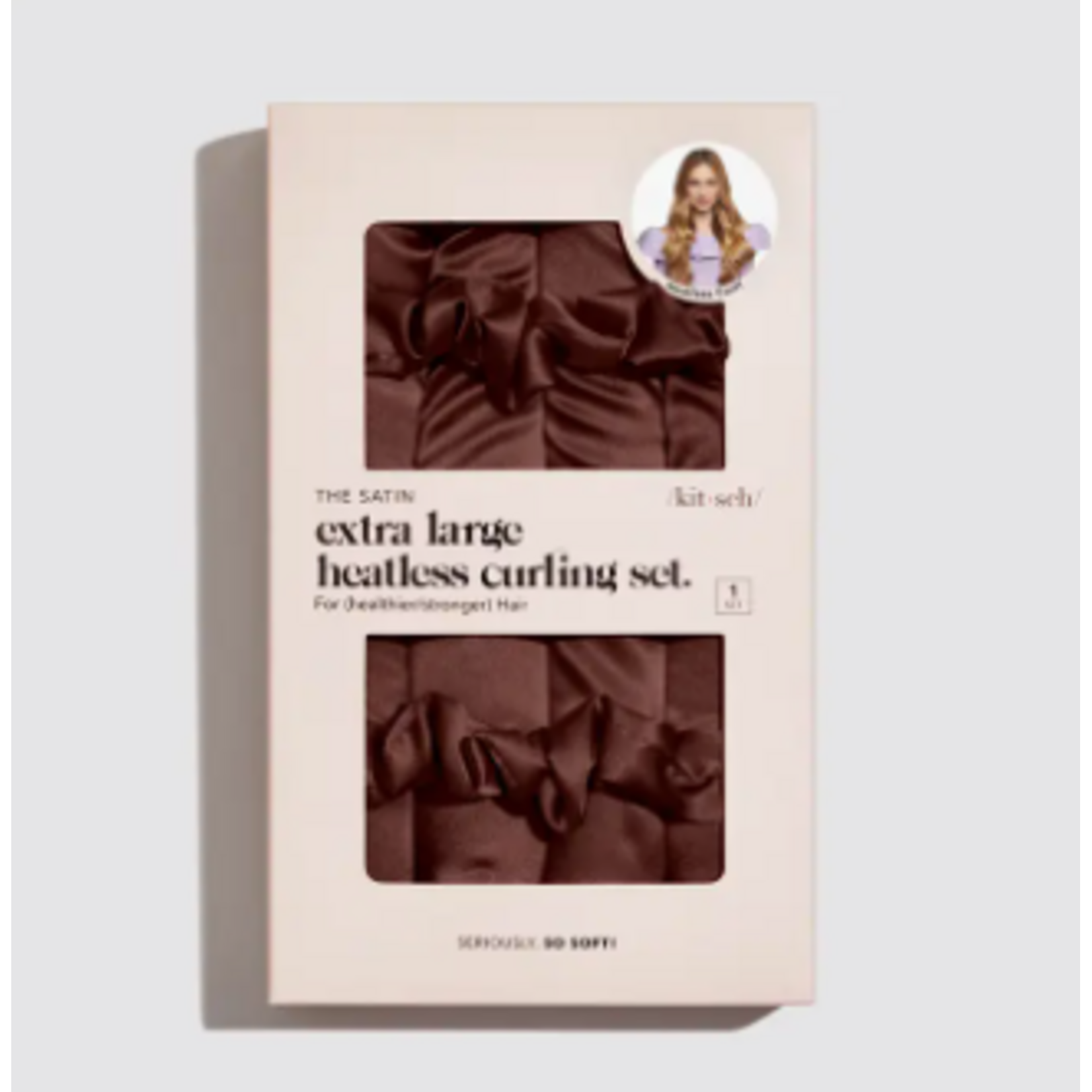 Kitsch XL Satin Heatless Curling Set, chocolate