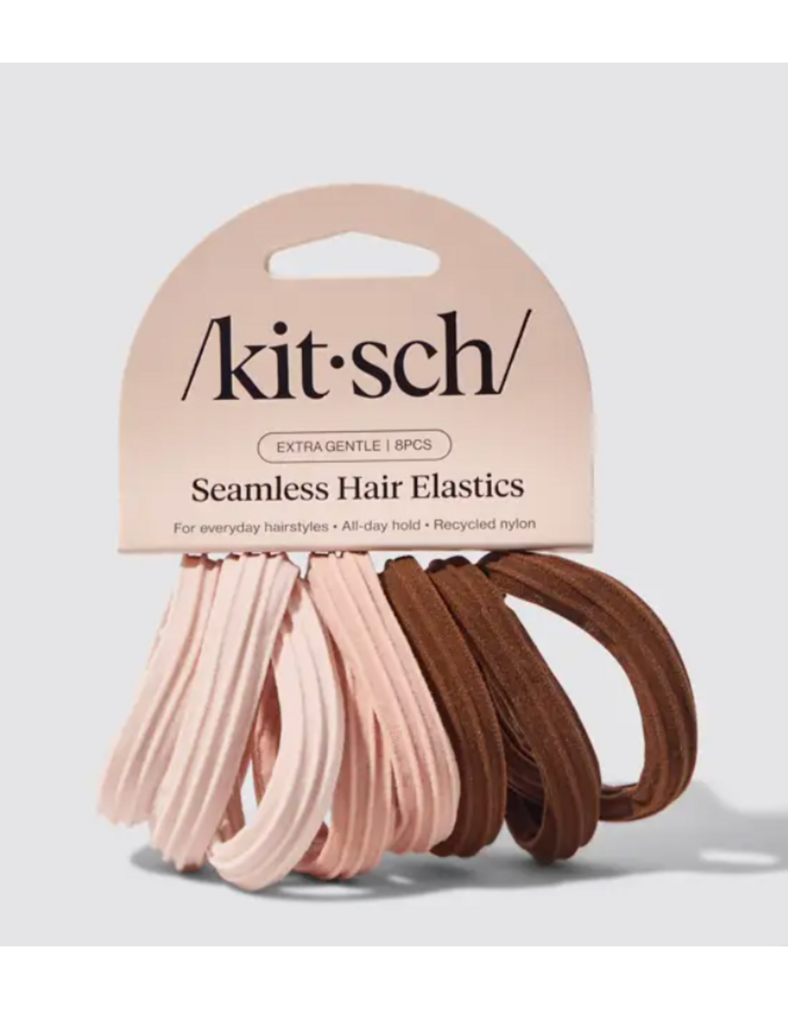Kitsch Recycled Seamless Hair Elastics 8 pc set, Rosewood