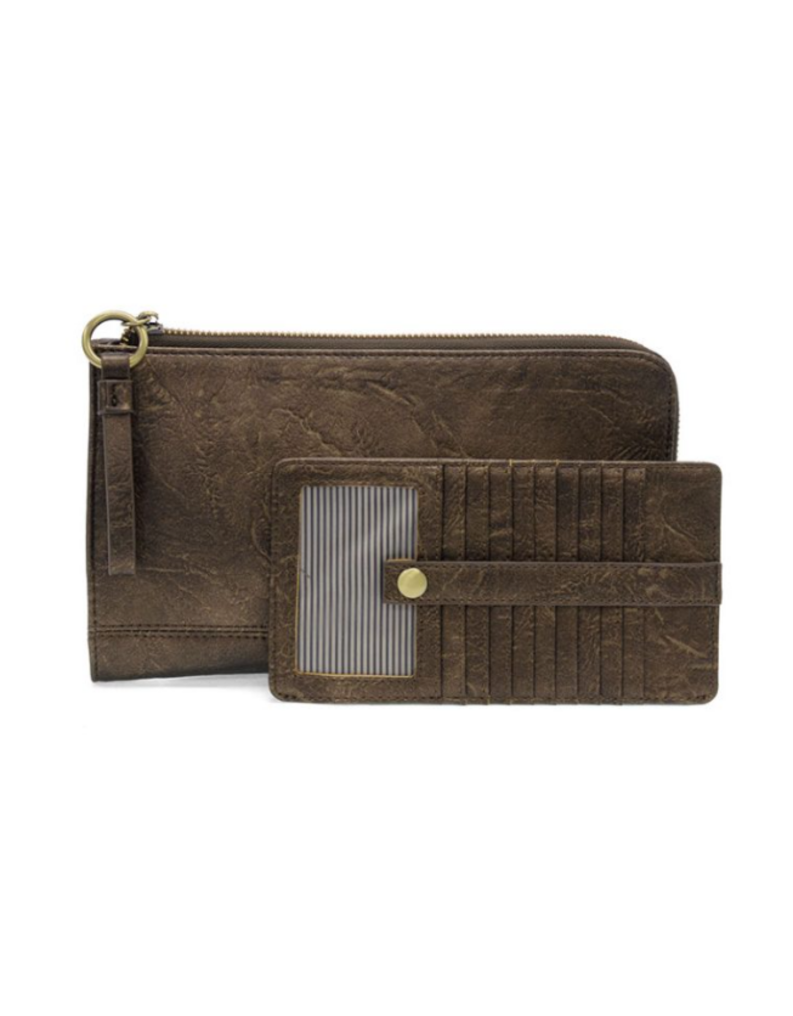 JS Karina Convertible Wristlet & Wallet, Metallic Dark Bronze