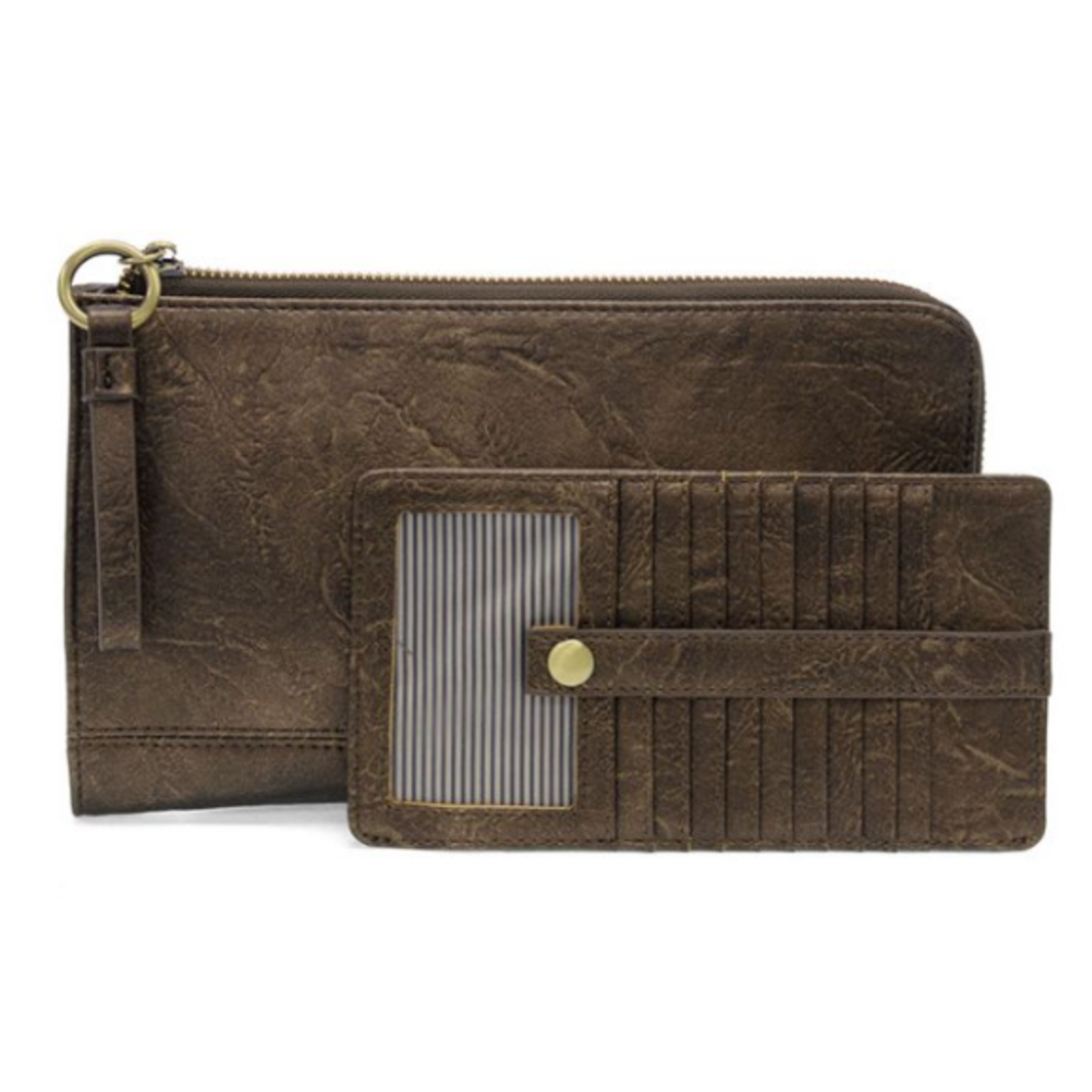 JS Karina Convertible Wristlet & Wallet, Metallic Dark Bronze
