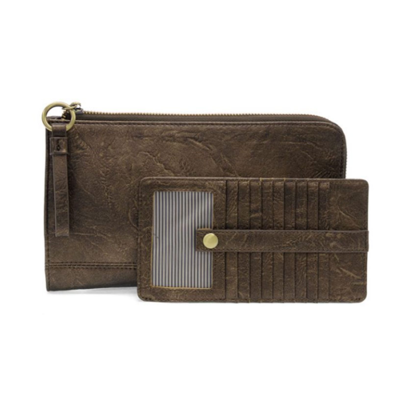 JS Karina Convertible Wristlet & Wallet, Metallic Dark Bronze