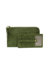 JS Faux Suede Karina Convertible Wristlet & Wallet, Dark Emerald JS Faux Suede Karina Convertible Wristlet & Wallet, Dark Emerald