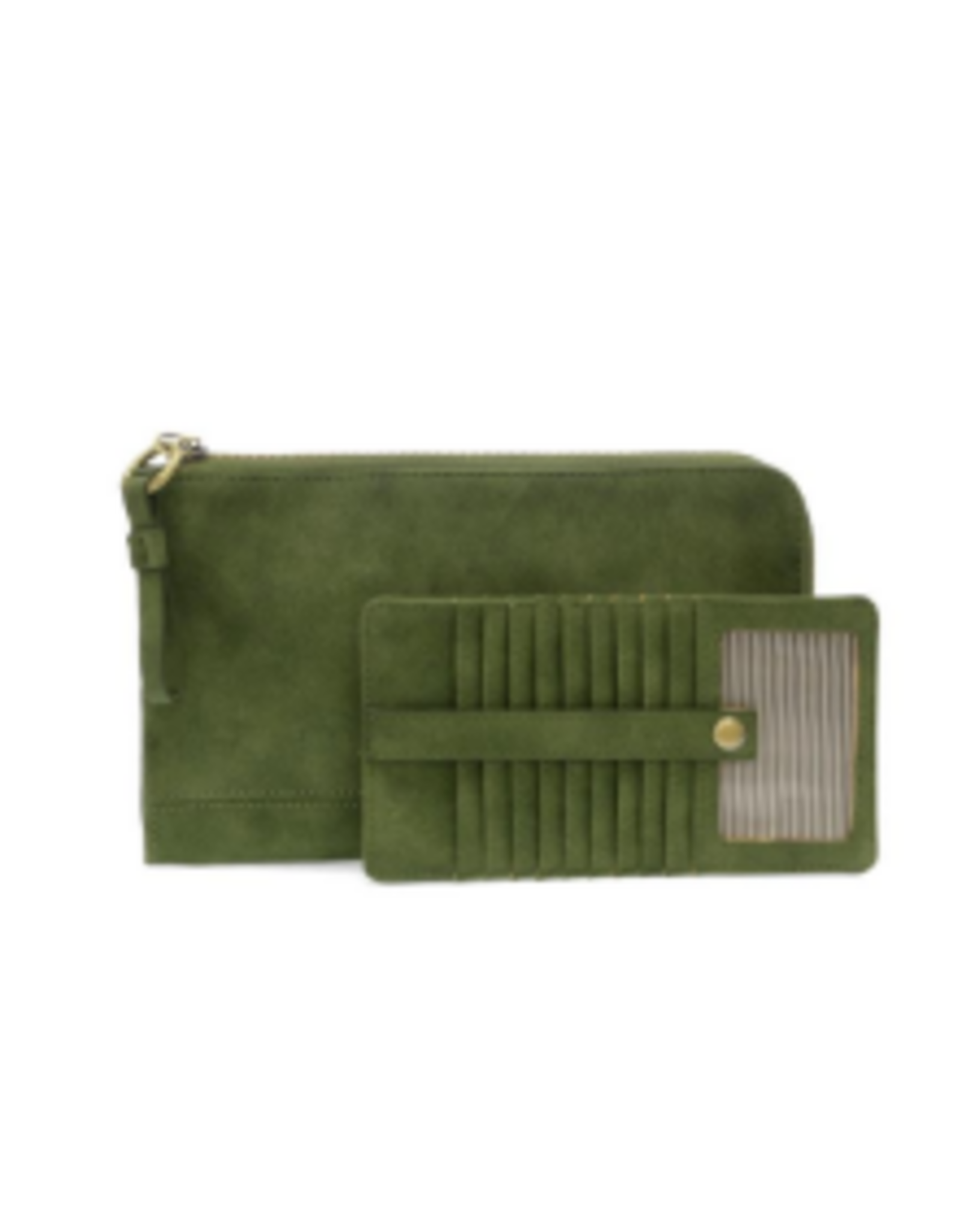 JS Faux Suede Karina Convertible Wristlet & Wallet, Dark Emerald