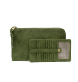JS Faux Suede Karina Convertible Wristlet & Wallet, Dark Emerald
