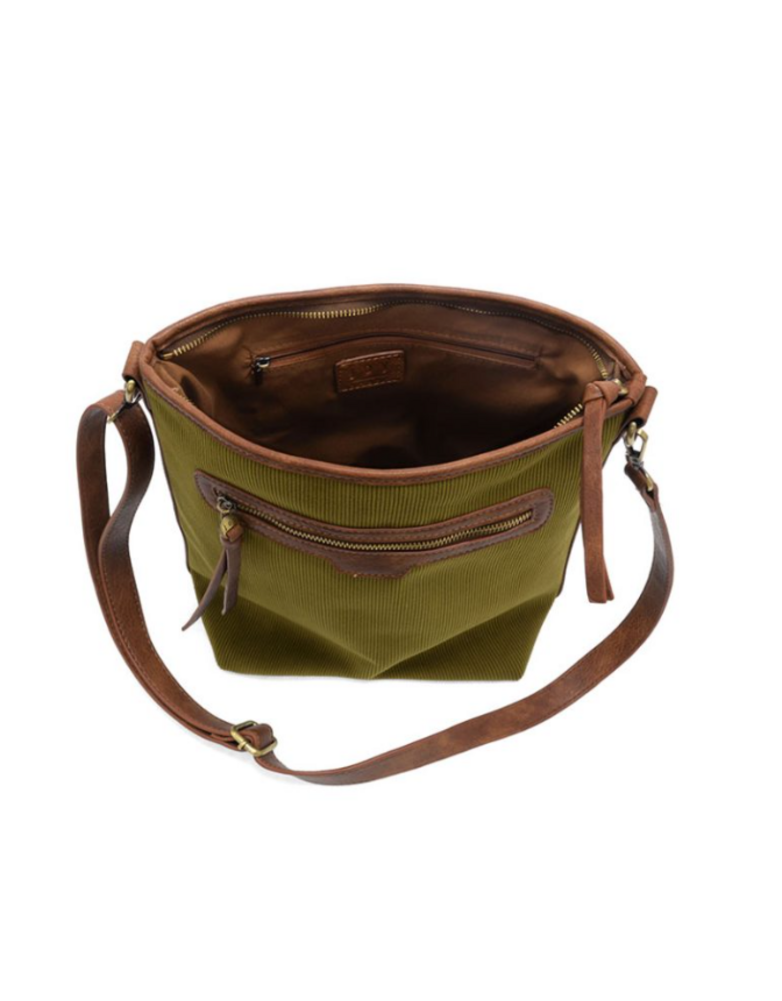 JS Corduroy Silas Bucket Crossbody, Olive