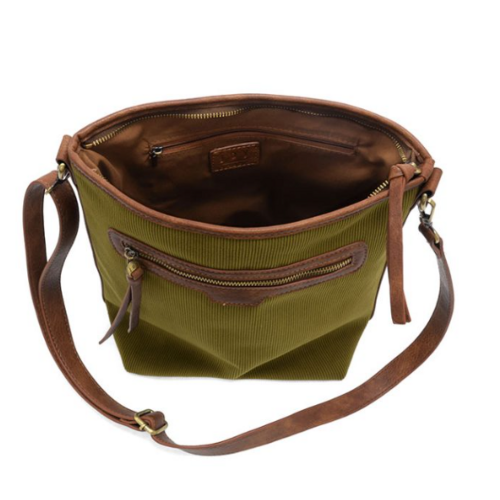 JS Corduroy Silas Bucket Crossbody, Olive