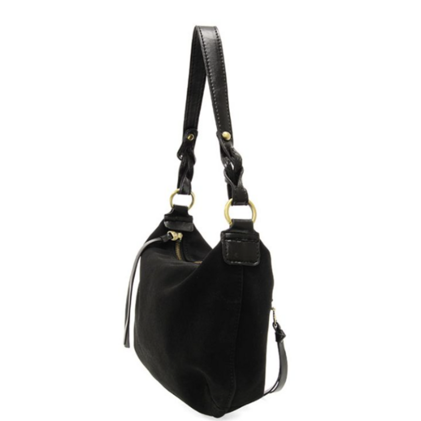 JS Effie Faux Suede Hobo w/ Removable braided Strap