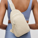 Sol and Solene Beyond The Horizon Woven Neoprene Sling Backpack, cream
