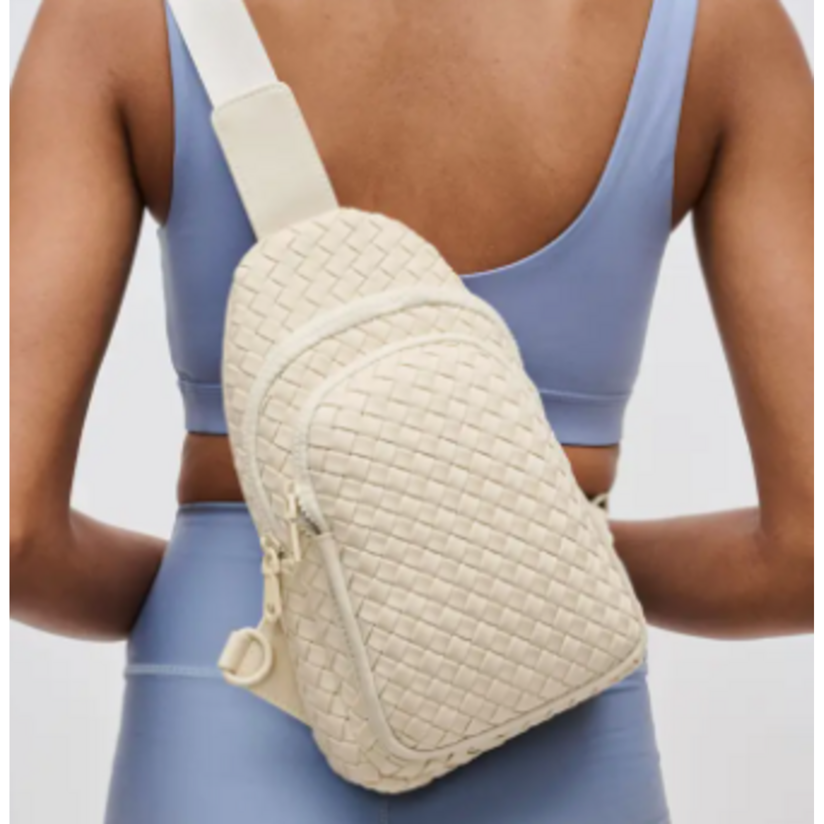 Sol and Solene Beyond The Horizon Woven Neoprene Sling Backpack, cream