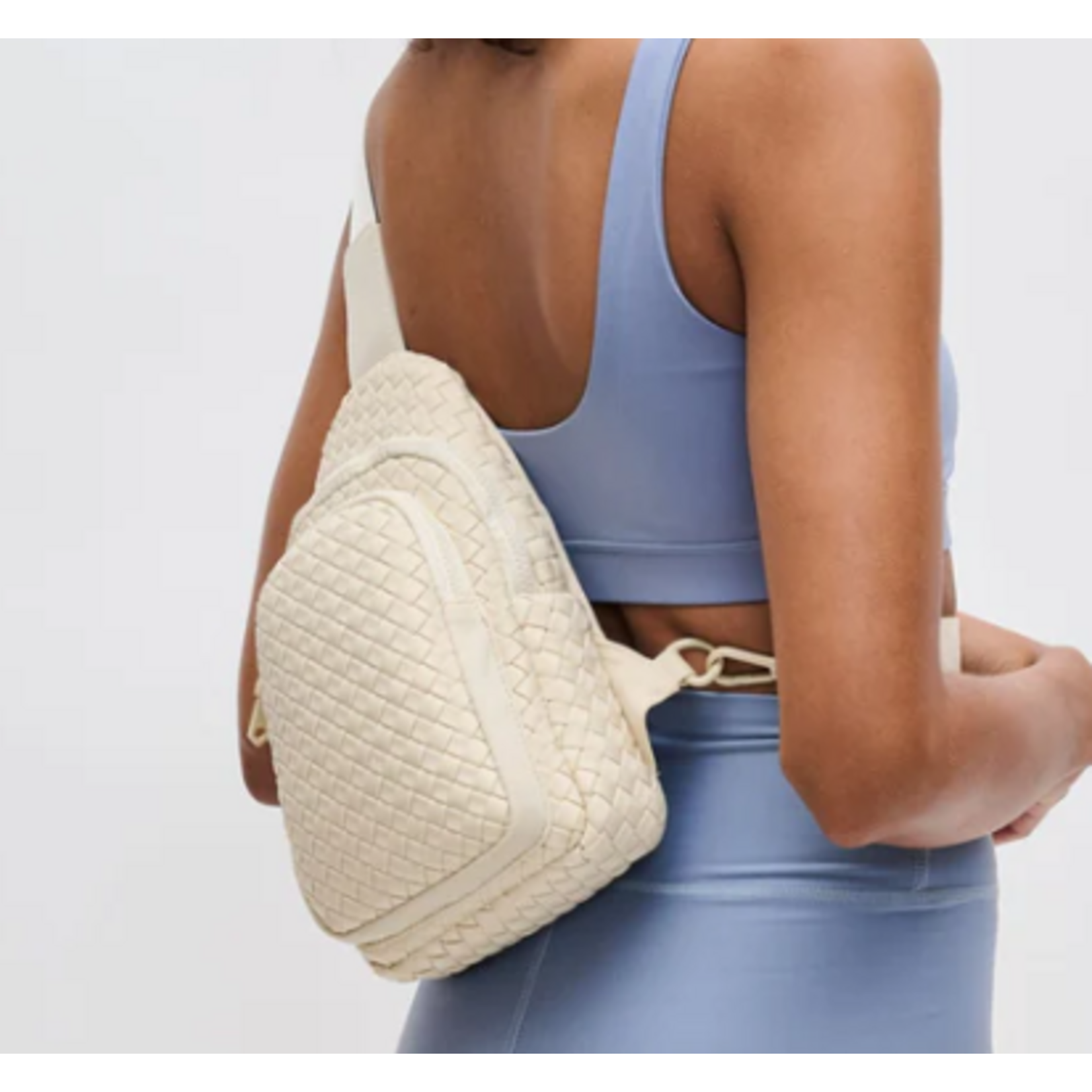 Sol and Solene Beyond The Horizon Woven Neoprene Sling Backpack, cream