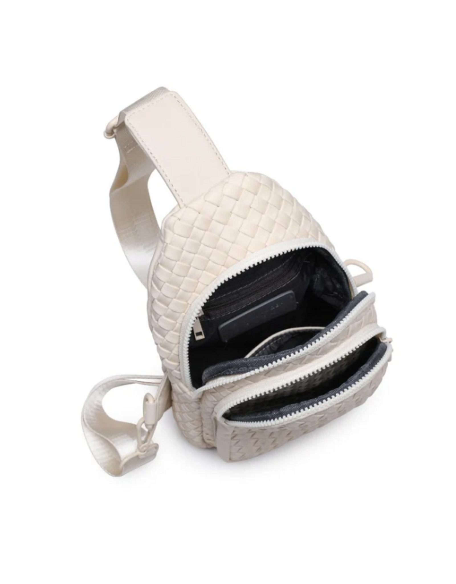 Sol and Solene Beyond The Horizon Woven Neoprene Sling Backpack, cream