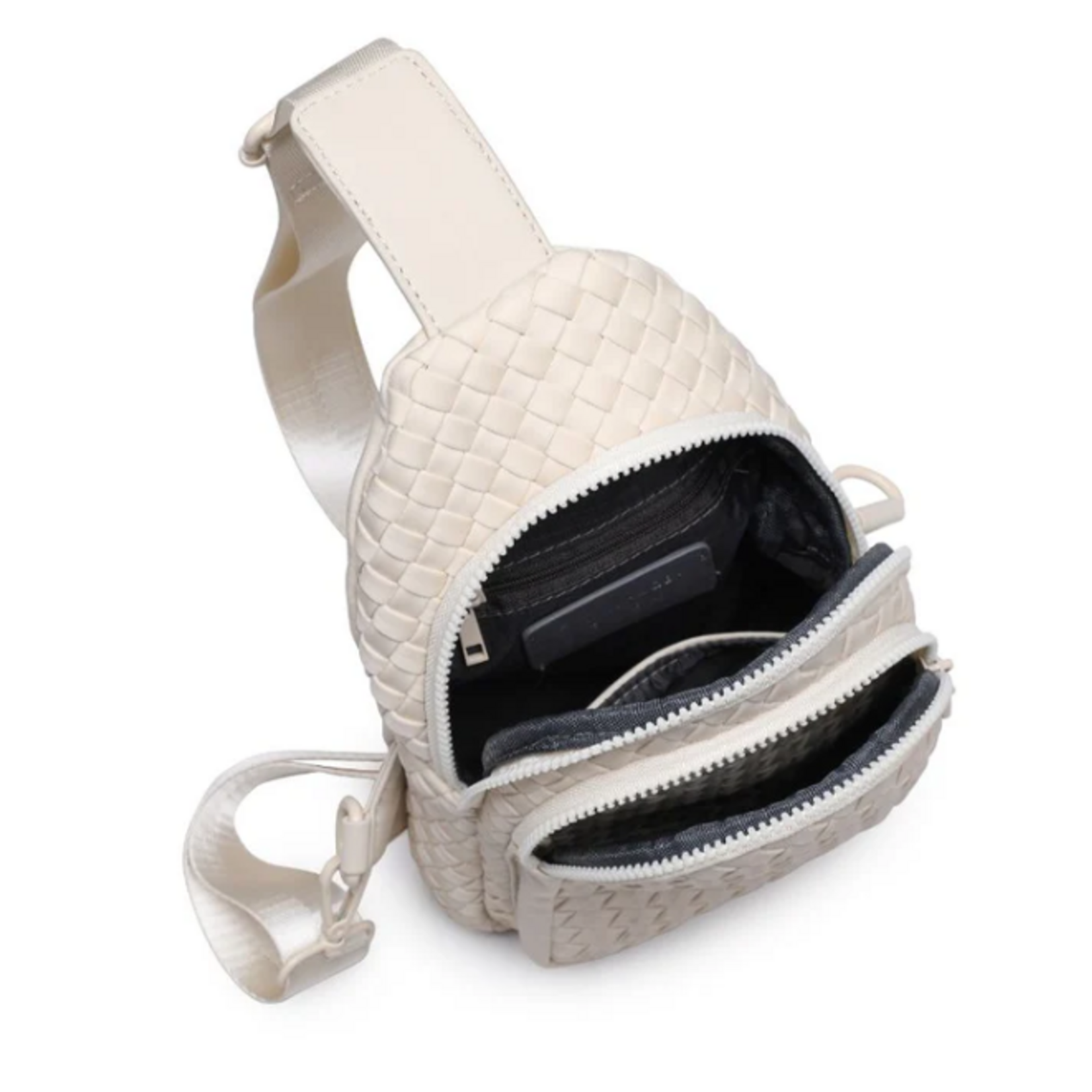 Sol and Solene Beyond The Horizon Woven Neoprene Sling Backpack, cream