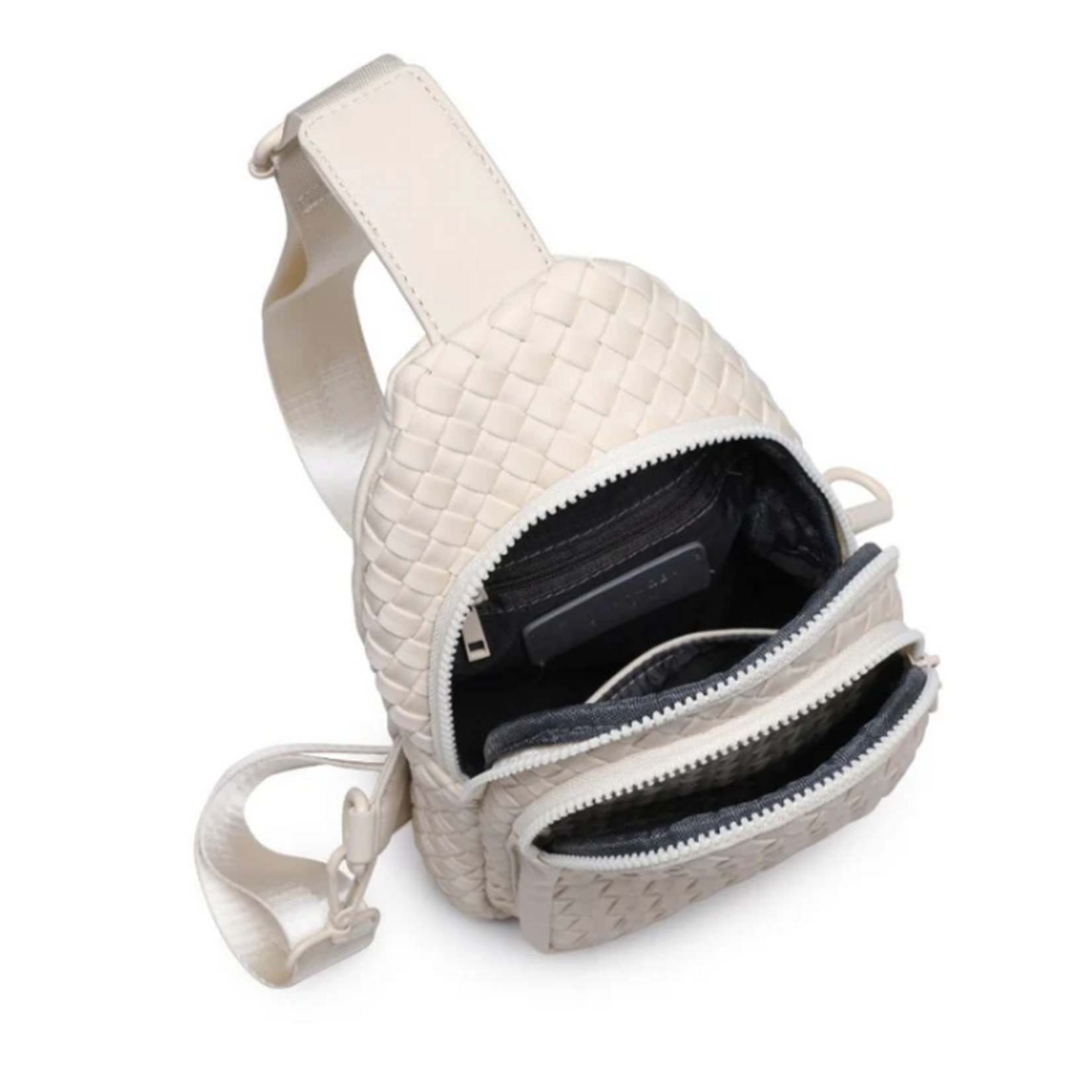 Sol and Solene Beyond The Horizon Woven Neoprene Sling Backpack, cream