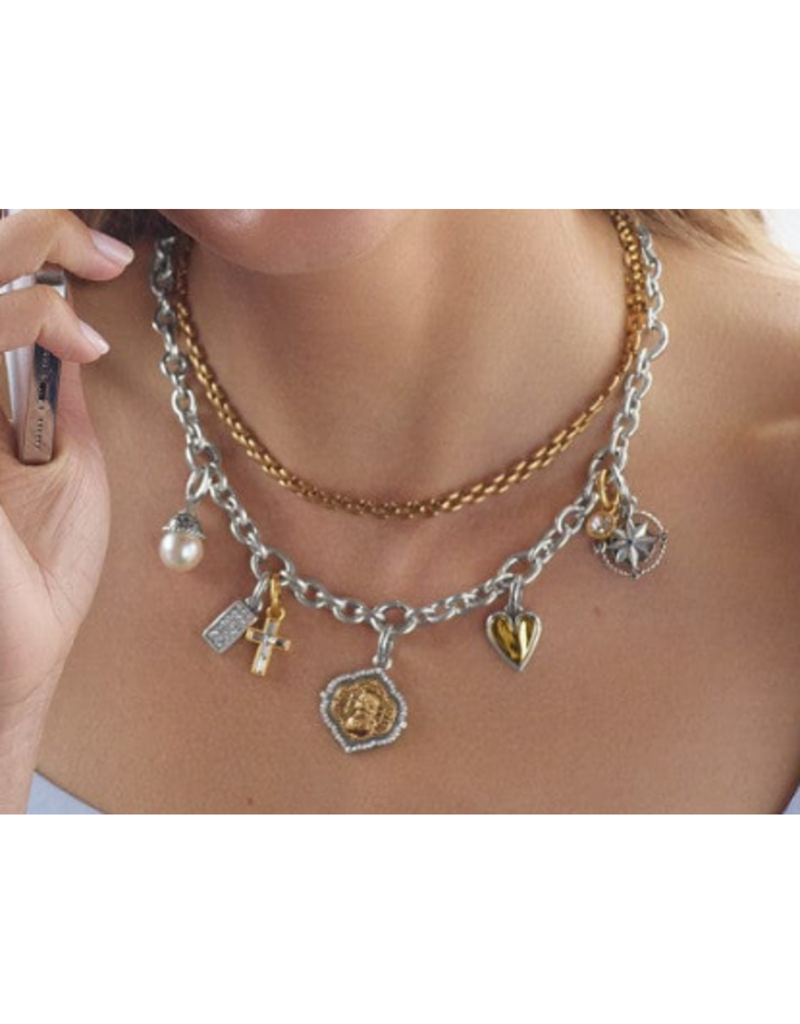 Brighton Luxe Link Charm Holder, silver