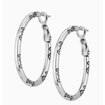 Brighton Brighton Oval Charm Hoop Earrings, silver