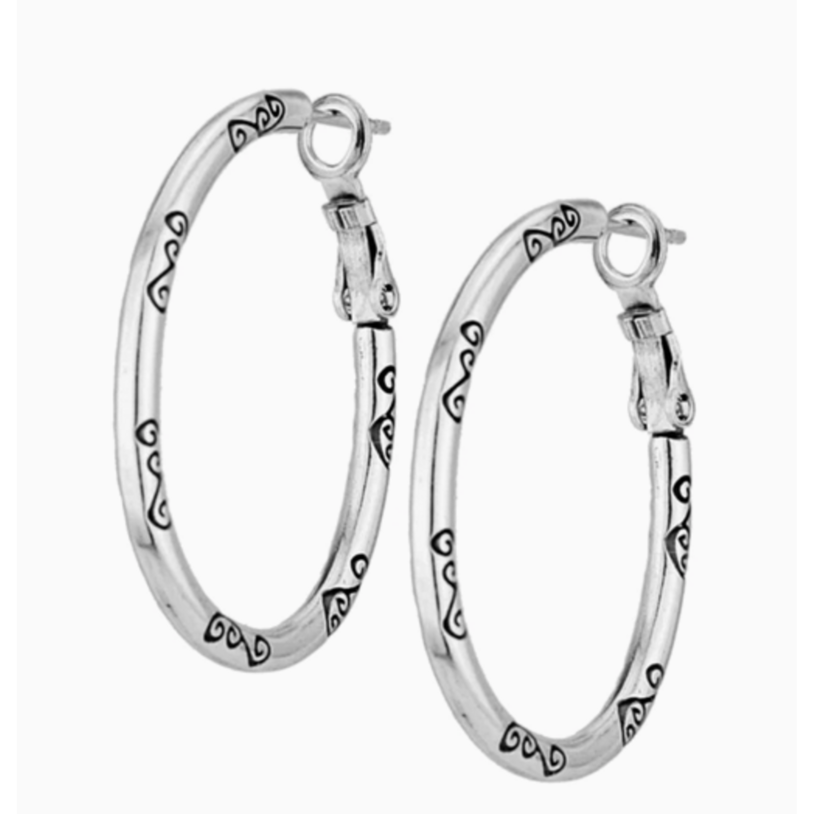 Brighton Brighton Oval Charm Hoop Earrings, silver