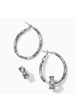 Brighton Oval Charm Hoop Earrings, silver