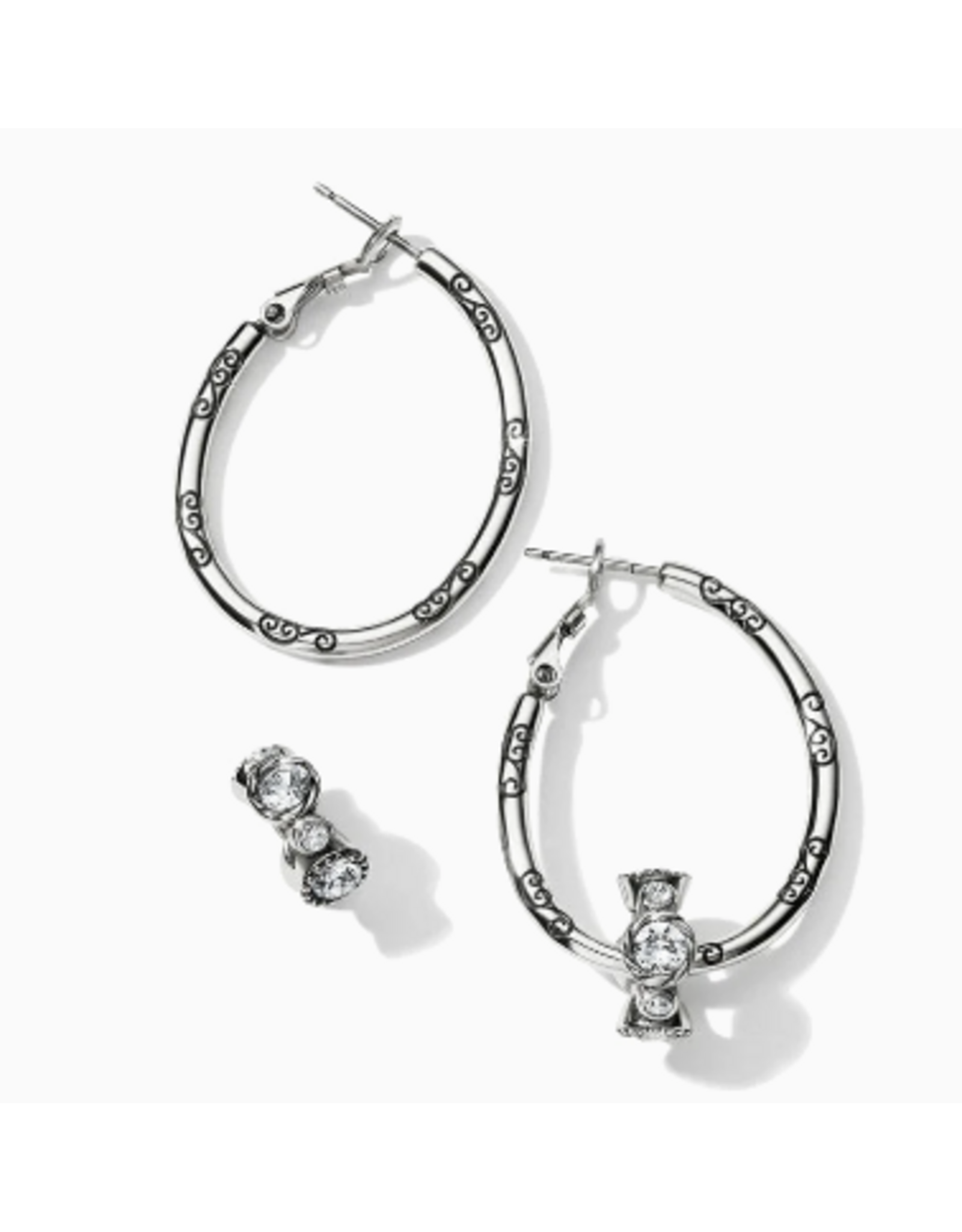 Brighton Oval Charm Hoop Earrings, silver