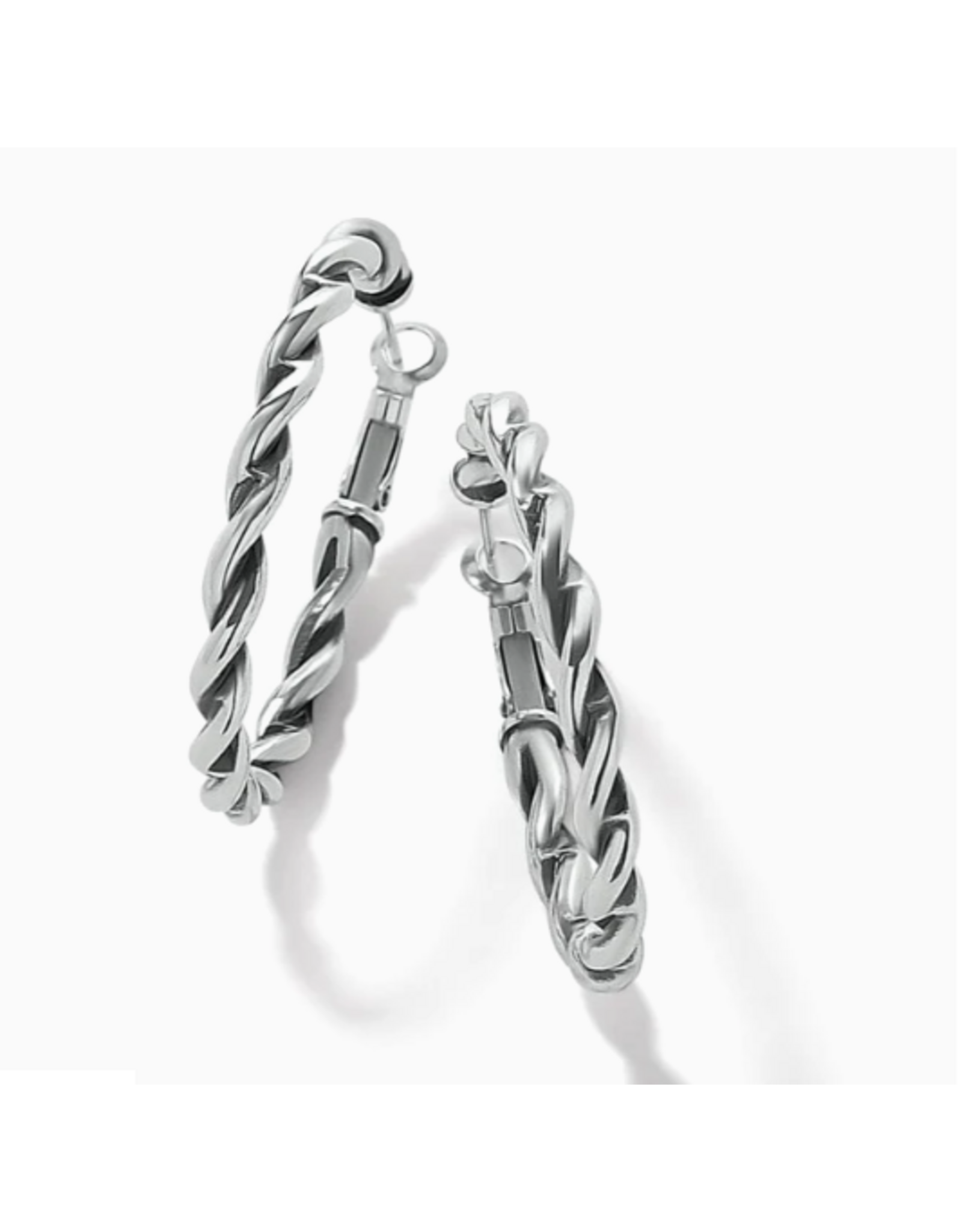 Brighton Interlok Twist Oval Leaverback Hoop Earrings, silver