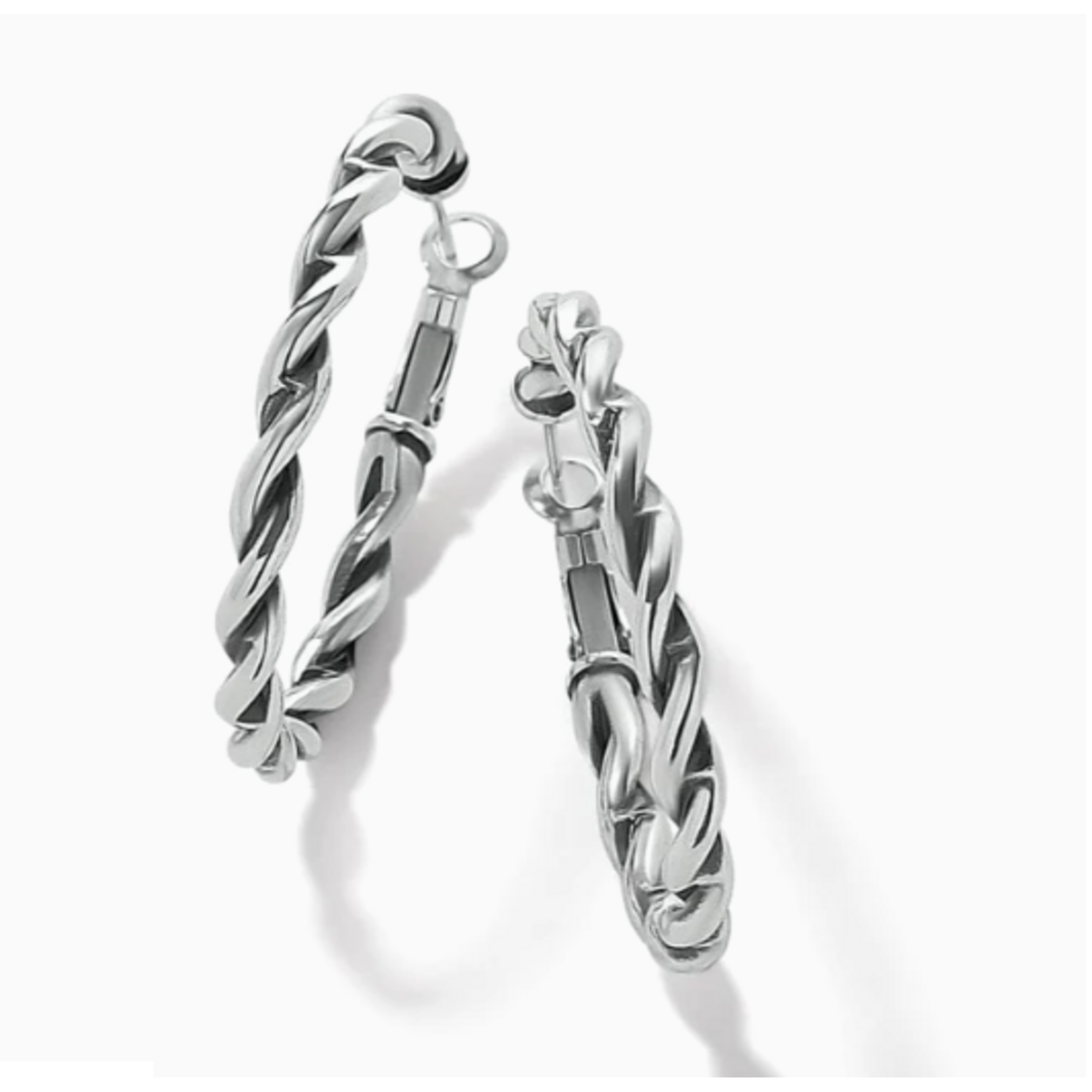 Brighton  Interlok Twist Oval Leaverback Hoop Earrings, silver