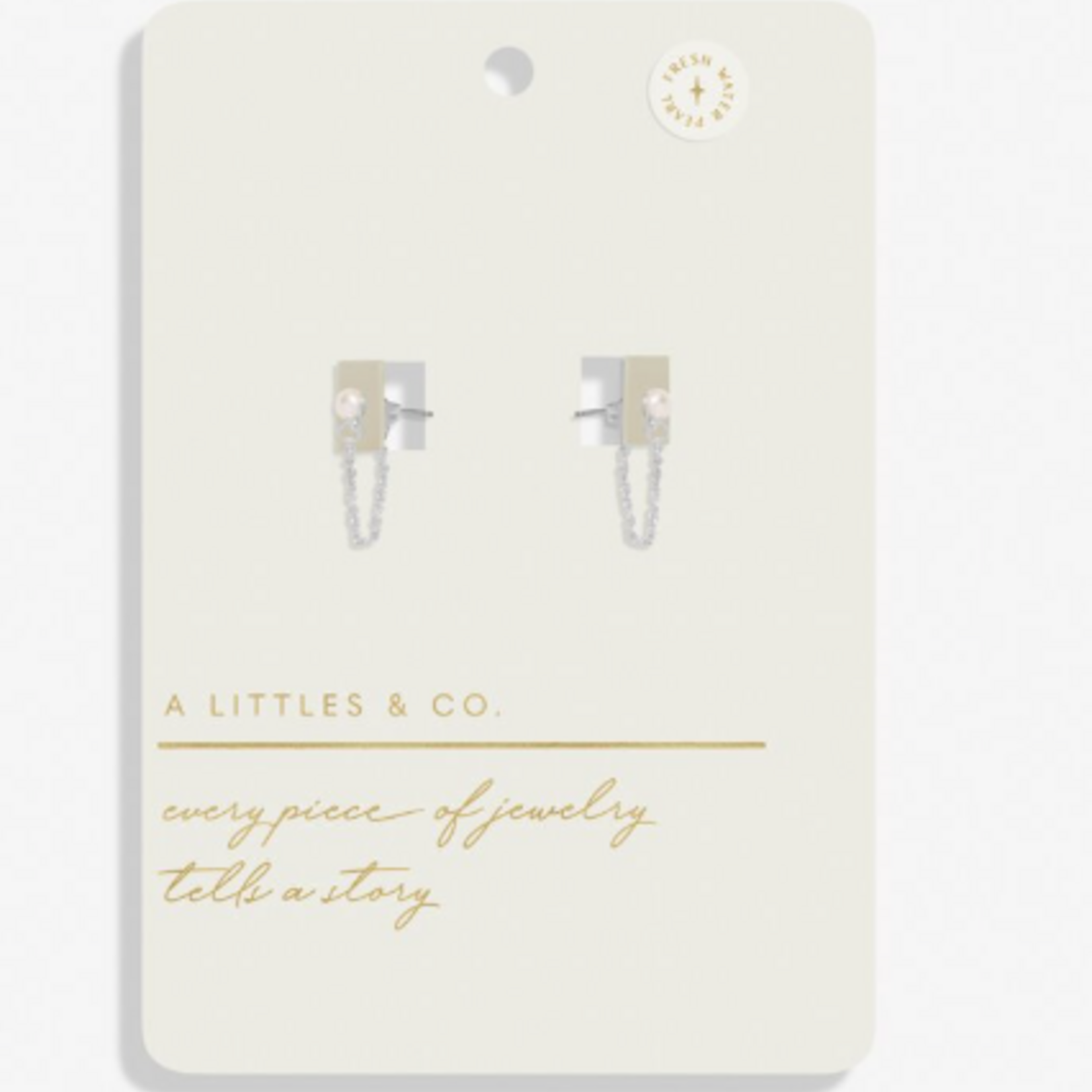 A Littles & Co. Style Stories Pearl Chain Earrings, silver