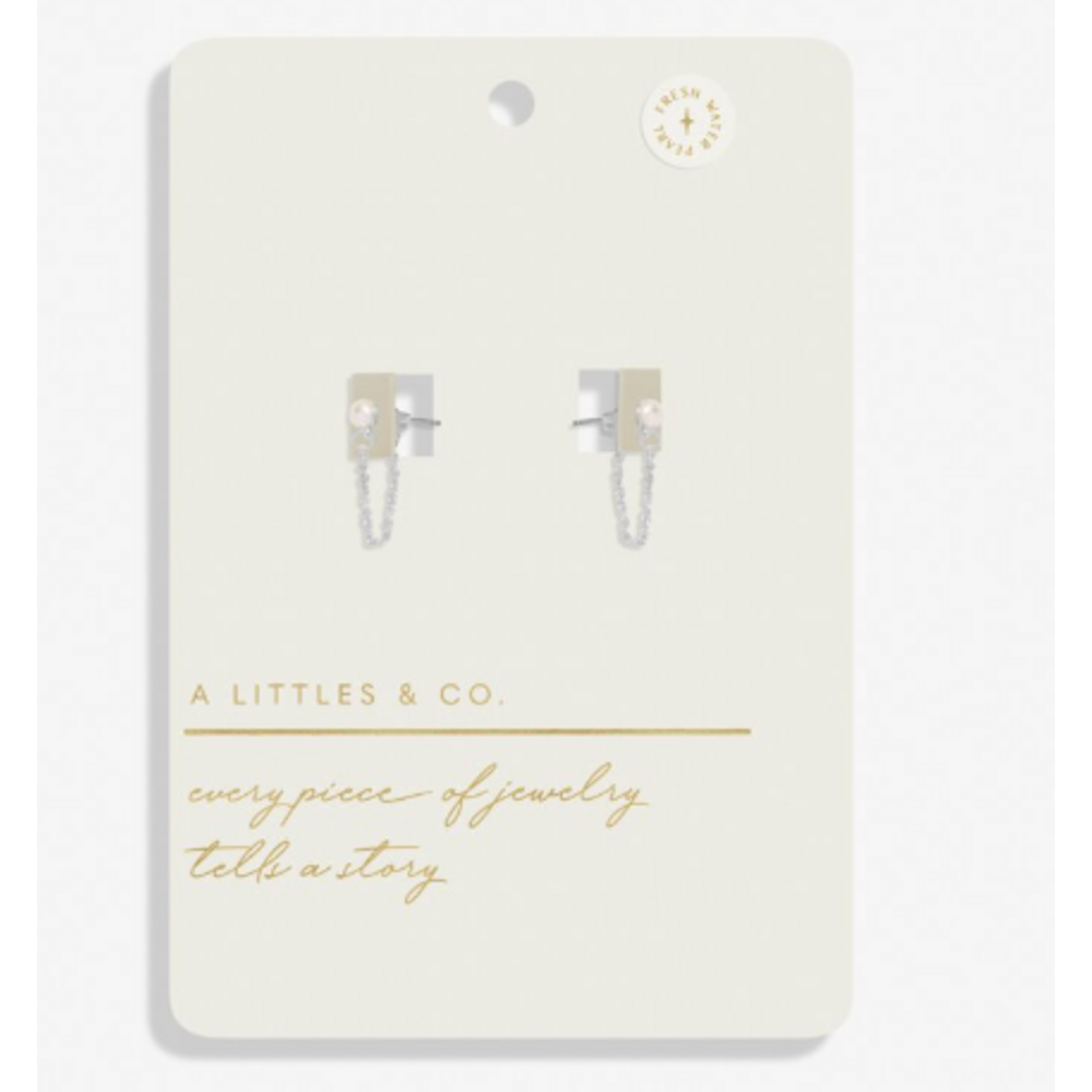 A Littles & Co. Style Stories Pearl Chain Earrings, silver