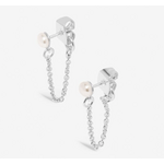 A Littles & Co. Style Stories Pearl Chain Earrings, silver