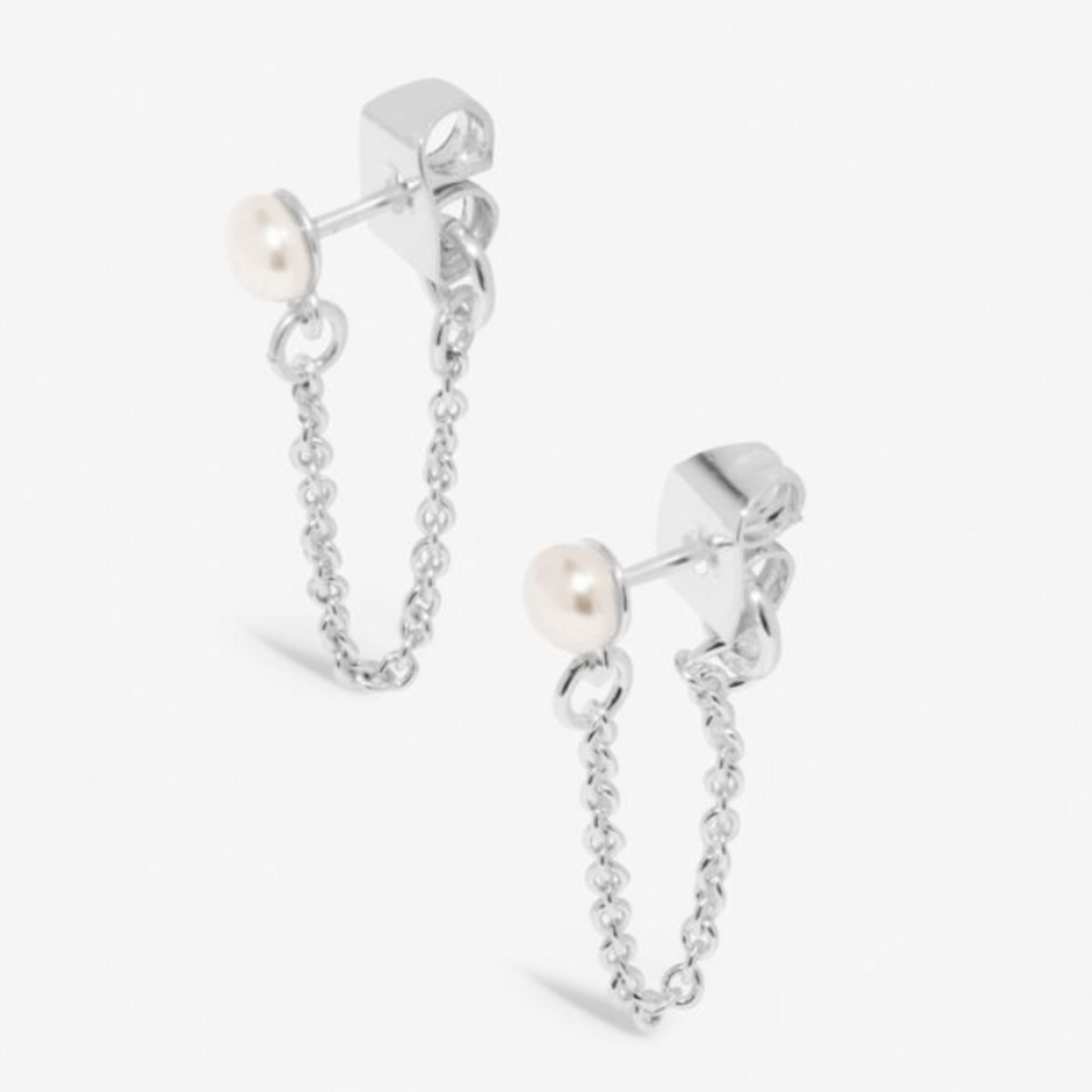 A Littles & Co. Style Stories Pearl Chain Earrings, silver