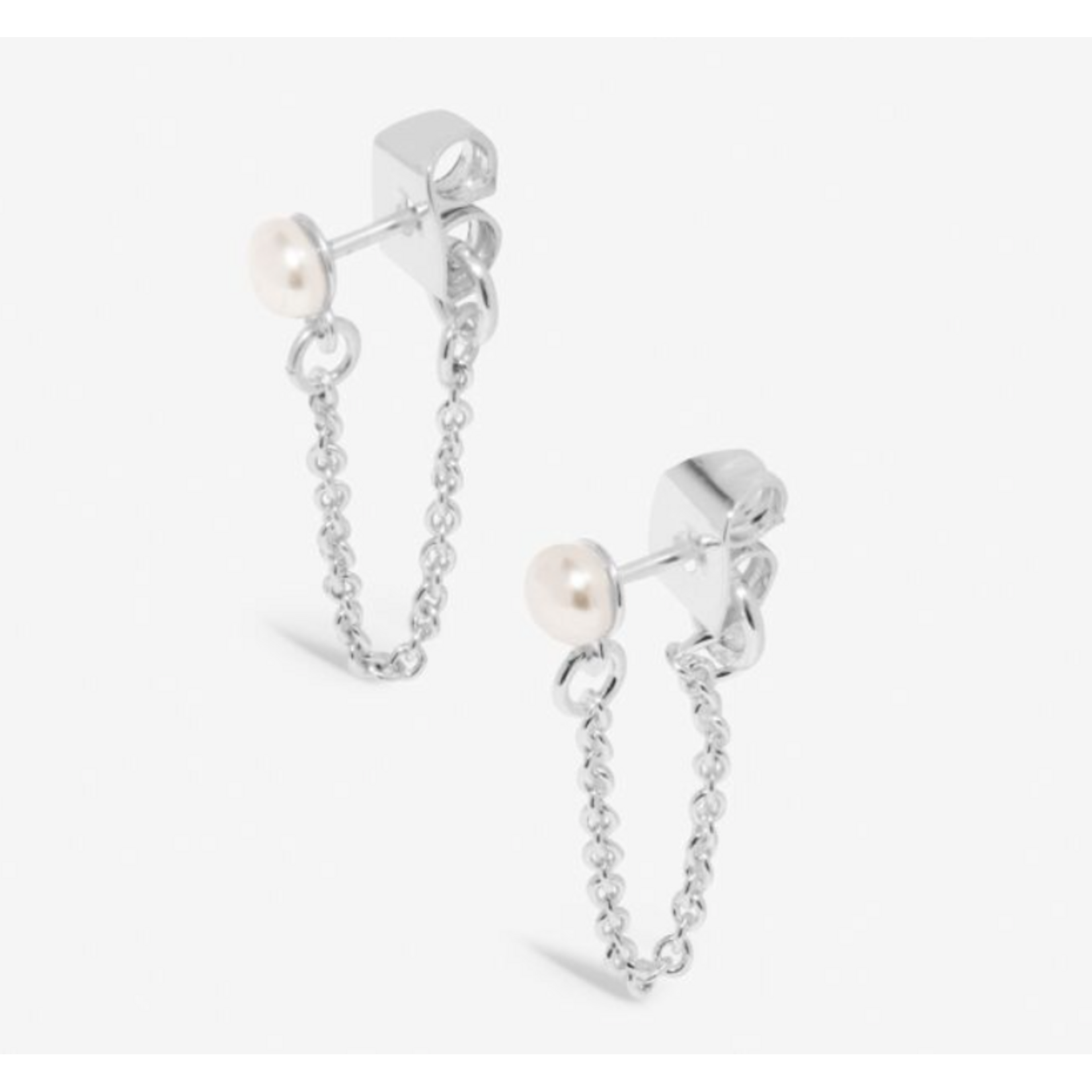 A Littles & Co. Style Stories Pearl Chain Earrings, silver