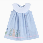 Lil Cactus Blue Bunnies Seersucker Yoke Dress,